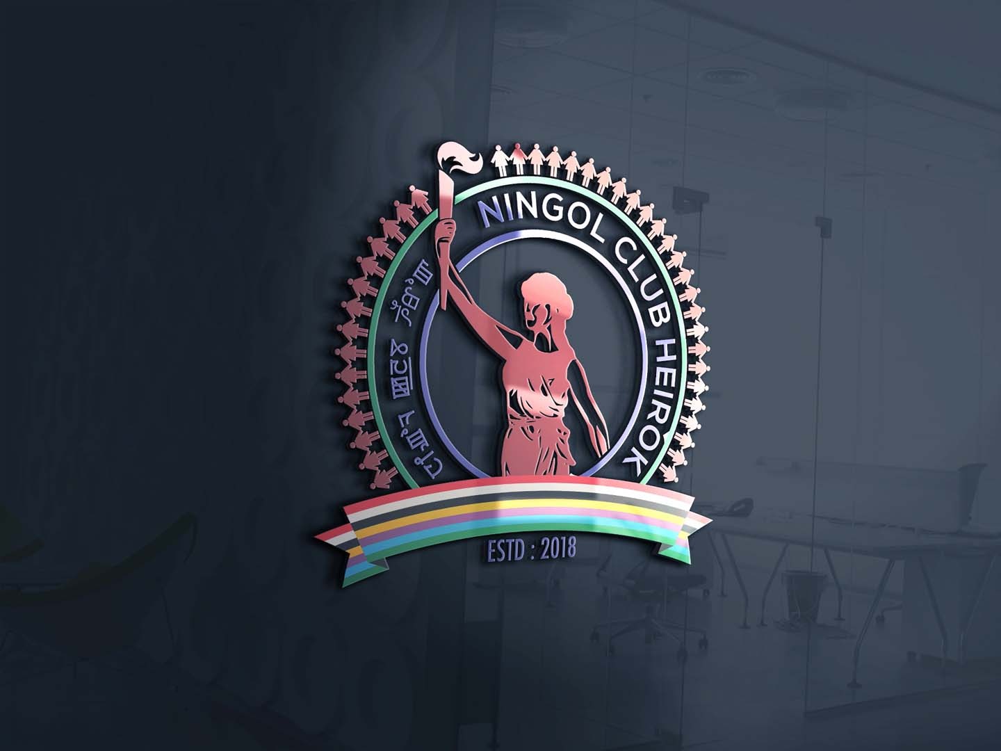 3d glass window logo q